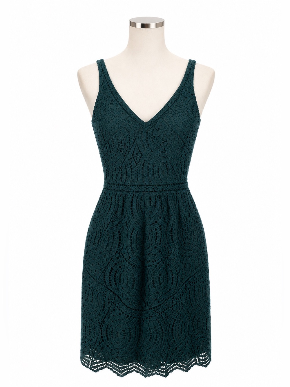 Ann Taylor Women’s Dark Green Lace Sleeveless Dress. Size-10